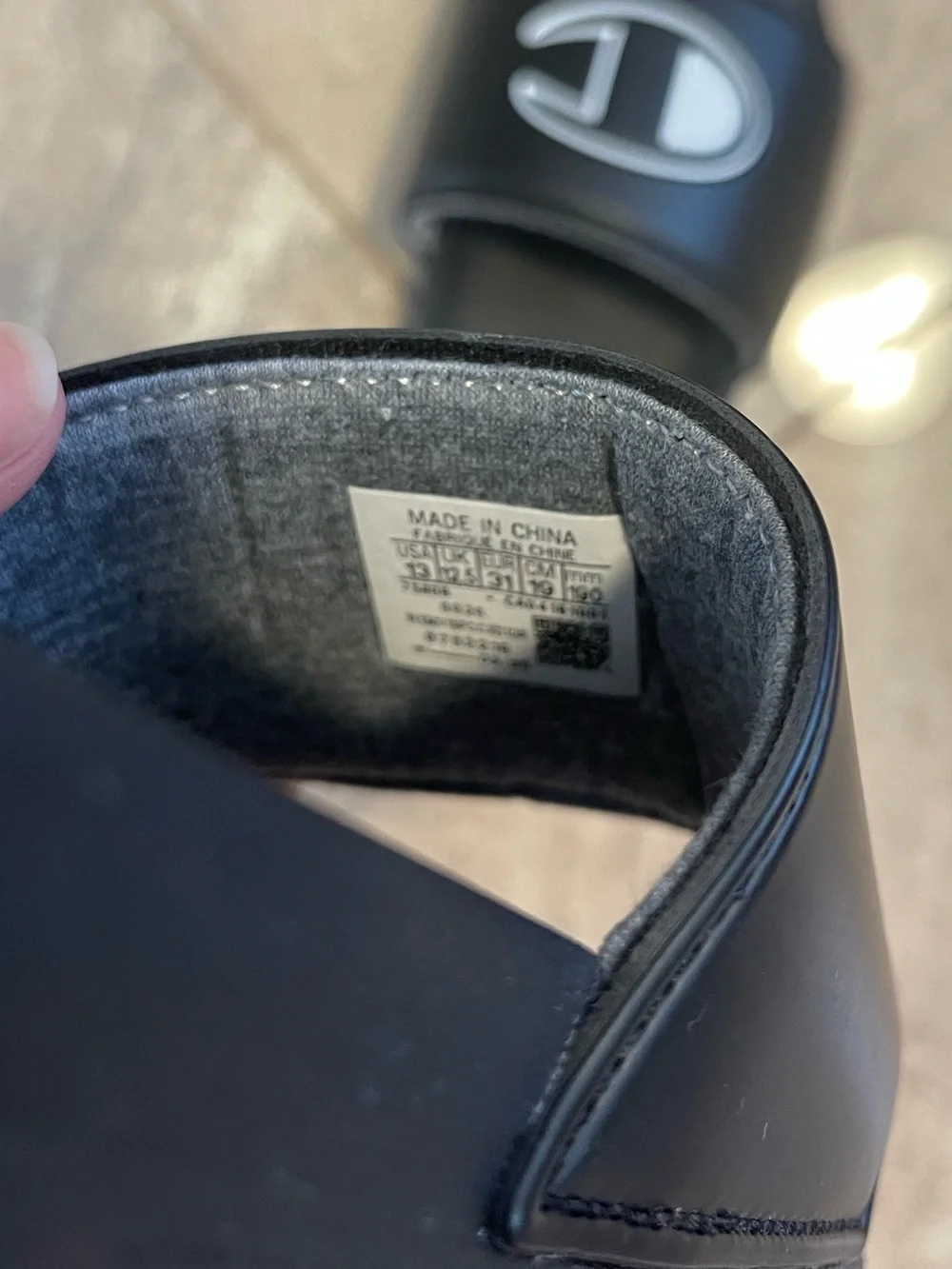 Champion Kids Black Slide Sandals with White C Logo